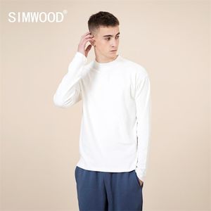 Autunno Mock-Neck T-shirt da uomo manica lunga Basic Top casual morbido confortevole maglietta Plus Size pullover SJ130804 210722