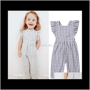 Strampler Jumpsuitsrompers Kleidung Baby Kinder Mutterschaft Drop Lieferung 2021 Born Baby Mädchen Strampler Sommer Mode Plaid Rüschen Ärmellos Jumpsu