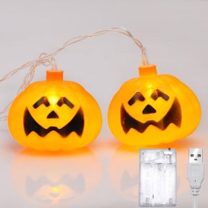 Stringhe Zucca di Halloween Jack O Lantern Arancione LED Festival di luci Decorazione per la casa Batteria per corde fai-da-te|Decorazioni per feste