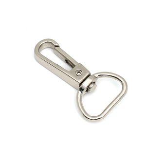 360 ° Metal Silvery Swivel Trigger Snap Ganchos de Lobster Clasps Grande Tamanho D Ring Chaveiro Ganchos de Jóias