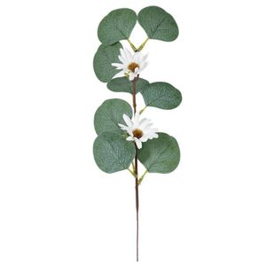 Wholesale green daisies for sale - Group buy Decorative Flowers Wreaths Artificial Eucalyptus Leaf Stem And Daisy Plant Gray Green For Wedding Event Bouquet Decoration Pieces