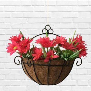 Flowerpot Iron Coconut DIY Garden Hanging Planters Wall Baskets Pot Half Round 210712