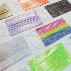 Dorosłych twarz maska ​​jednorazowa laserowa Gradient Maski Kolorowe Anti-Dust Oddychające Ochronne Facemask Mężczyzna Kobieta Noszenie Włókniny