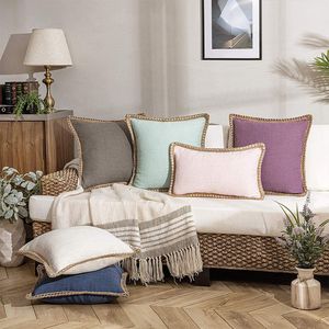 1 piece hemp rope edgings mid-linen pillow flounced pillowcase linen edging cushion cover wholesale trimmed pillowcasein stock