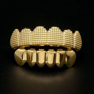 Grillz Zähne für Hip Hop, cooler Mundgrill, Zahnabdeckungen, lustig, oben und unten, individuell, vergoldet, Herren-Zahnkappen-Set, Vampirzähne, Halloween-Party, Schmuck, Geschenk