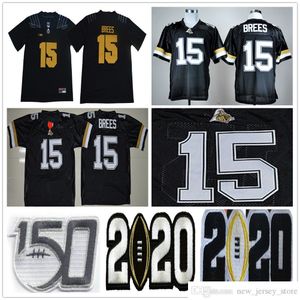 NCAA Purdue Boilermakers College Football Wear #15 Drew Brees Jersey Home Black Stitched University Jerseys Men Sizes S-XXXL