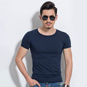 Lycra homens camiseta manga curta homens t-shirt O-pescoço magro cor sólida meia manga homem camiseta 2021 mrmt homens camiseta roupas y0408