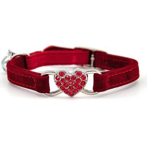 Wholesale dog velvet for sale - Group buy Dog Collars Leashes Heart Charm And Bell Cat Collar Safety Elastic Adjustable With Soft Velvet Material Pet Product Small