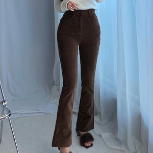 女の子ファッションの新しいカジュアルな女性のヴィンテージデニムパンツのための茶色のY2Kフレアジーンズ女性カプリスのための高度な長いズボン