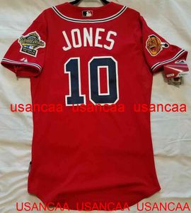 Costureado 1995 World Series Patch Chipper Jones Cool Base Jersey Trowback Jerseys Homem Mulheres Juventude Baseball XS-5xl 6xl