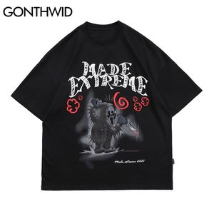 Hip Hop Tees Gömlek Kafatası Bıçak Punk Kaya Gotik Boy Streetwear Hipster Rahat Pamuk Kısa Kollu Tişörtleri Tops 210602