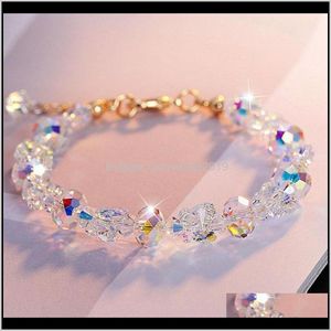 Beaded, Strands Bracelets Drop Delivery 2021 Korean Version Ins Minority Design Butterfly Flash Personality Fresh Woman Bracelet Glass Imitat