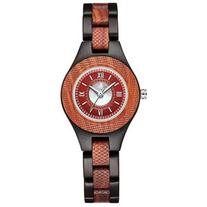 Наручные часы Женщины Wood Watch Женские Кварцевые Красные Сандаловые Винтажные Урожай Полная Деревянная Группа Часы Маленький Браслет Reloj de Madera