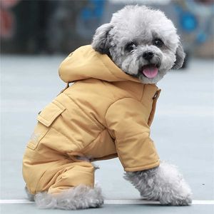 Pet Winter Clothes Dog Odzież Małe Dog Kostium Kombinezon Zagęścić Ciepła Kurtka Yorkshire Pomorskie Pudel Puppy Odzież 211007