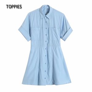 Sommar kortärmad t-shirt klänning kvinna slim a-line mini bomull solid färg blouses vestido mujer 210421