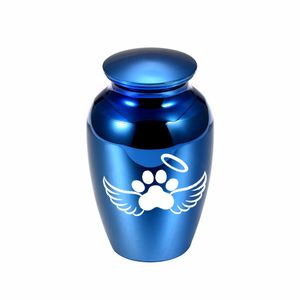 Dog Paw Print Cremation Urn för Pet HeepSake Angel Wings Pet Dog Ashes Holder för att lagra en liten mängd hårmemento