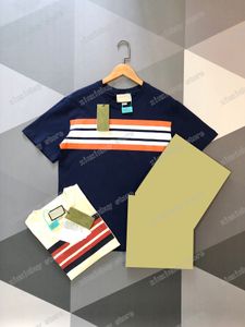 22ss Erkek Kadın Tasarımcılar T-Shirt tee Renk şerit baskı kısa kollu Adam Ekip Boyun paris Moda Streetwear Siyah Kayısı XS-L