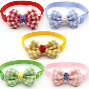 Paski Plaid Style Pet Dog Odzież Bowties Krawaty Bow Tie Siatka Cat Neck Akcesoria Wedding Holiday Grooming Produkty