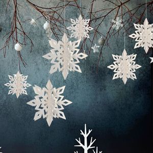 6 sztuk / zestaw Festiwal Christmas Decor Paper 3D Snowflake String Wisiorek Wedding Mall Kupuj Okno Wiszące Ozdoby Drop Snowflake