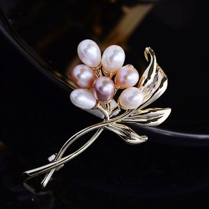 Natürliche Süßwasser Perle Bouquet Brosche Frau Pin Anzug Mantel DekorationKristall Broschen Kostüm Schmuck Für Frauen Jahr Geschenke