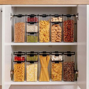 Storage Bottles & Jars 460 700 1300 1800ML Food Container Plastic Kitchen Refrigerator Noodle Box Multigrain Tank Transparent Sealed