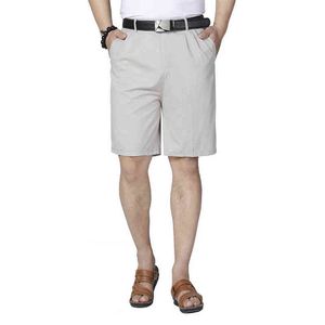 Medelålders casual shorts lösa bomull tunna män kostym korta byxor sommar pappa kläder märke solid färg shorts plus storlek 28-40 h1210