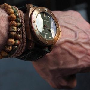 Andere Uhren 47mm Bronzegehäuse Herrenuhr Herrenarmbanduhr Wasserdicht Saphirglas Echtes Lederarmband Automatikwerk Top-Qualität
