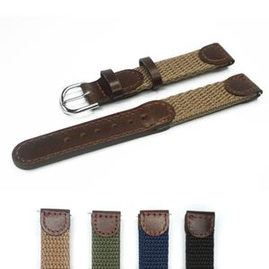 16mm 18mm 20mm 22mm 24 Italiensk olja Äkta läder Joint Nylon Watch Band Strap Men Watchband Rostfritt stålspänne för klockor