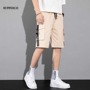 Pantaloncini cargo larghi mimetici da uomo Pantaloni corti mimetici militari estivi freddi Homme senza cintura 210714