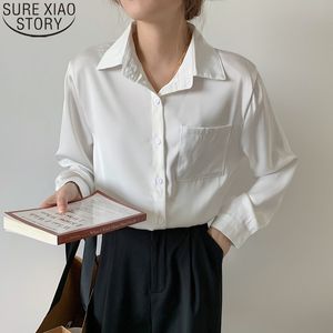 Spring Simple White Blouse Women Long Sleeve Loose Shirt Turn Down Collar Cardigan Shirts Blusas Mujer Clothes 13165 210417