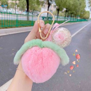 Juicy Rex Rabbit Ball Keychain Pink Peach Fur Bag Pendant Net Celebrity Gifts Plush Toys Exquisite Accessories