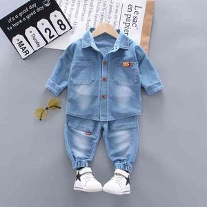 Spring Autumn Children Clothes Baby Boys Girls Denim Jacket Pants 2Pcs/sets Fashion Infant Kids Toddler Outdoor Tracksuits 210508