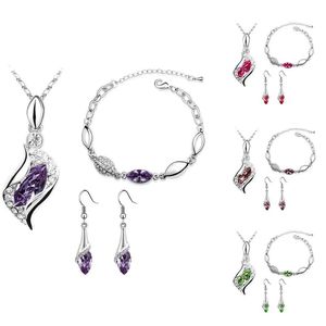 Jewelry Sets Luxury designer Bracelet Women Rhinestone Geometric Pendant Necklace Hook Earrings Set