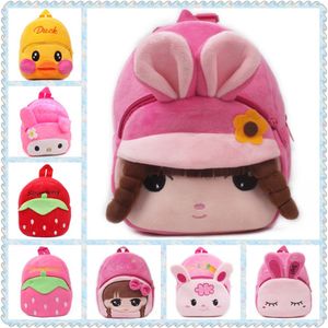 Pink Princess Baby Girl Peluche Zaino Cartoon Toy Borsa a tracolla Piccoli bambini Sacchetti di scuola materna Mini zaino da picnic 210413