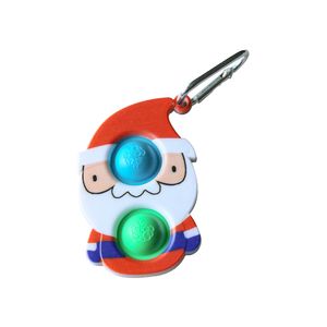 Christmas Tree Santa Claus Elk Snowman Dog Pop It Push Fidget Toy with Keychain Ring Stress Relief Autism Popit Squeeze Toys Gifts for Adult Children Chain DHL