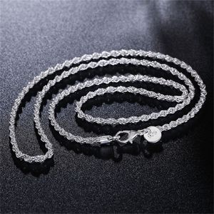 DOTEFFIL Sterling Silver Inch mm Hemp Rope Chain Necklace For Women Fashion Wedding Charm Jewelry T2