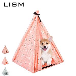 Cat Beds & Furniture Pet Dog House Tent Shaped Portable Folding Cozy Home Small Foldable Bed Mat Puppy Kitten