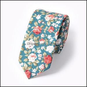 Fashion Aessories 6 cm floral bedruckte Krawatte Hochzeitskleid Baumwolle Jacquard-Bowknot-Krawatten für Männer Gravatas Slim-Krawatte individuelles Logo1 Drop Del