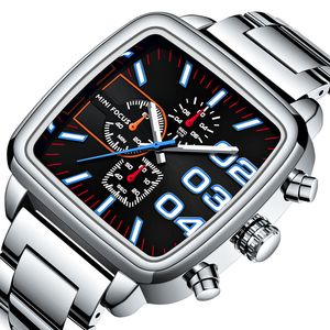 Watches Men Stainless Steel Mesh Band Quartz Sport Watch Chronograph Men's Wrist Watches Clock Square