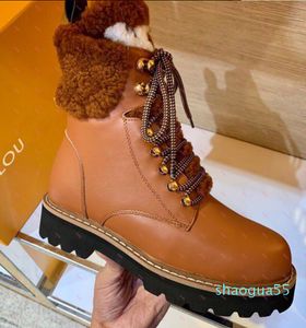 Ladies boots Brown autumn/winter wool Martin hiking Boot leather fabric soles non-slip luxury designer fashion shoes 6232