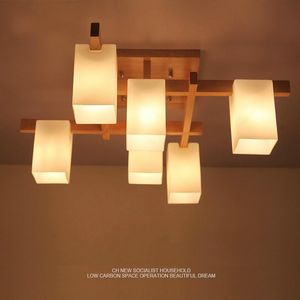 Tavan Işıkları Nordic Minimalist Yaratıcı Led Ahşap Tarzda Oturma Odası Lambası Kişilik Japon Ev Deco Restoran Cam