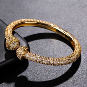 Zlxgirl smycken full bana zircon bangle smycken perfekt dubai guld färg armband bangle mode kvinnors årsdag gåvor Q0717