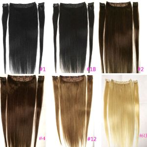 16"-28" Five Piece Set 120g 100% Brazilian Remy Clip-in Human Hair Extensions 9 Clips Natural Straight