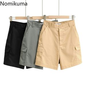 Nomikuma Womens High Waisted Shorts Koreanska Solid Fashion Short Summer New Bottoms Pantalones Cortos de Mujer 6F654 210427