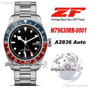 ZF GMT Pepsi 41mm A2836 Automatyczny Zegarek Mężczyzna Niebieski Czerwony Bezel Czarny Dial Ze Stali Nierdzewnej Bransoletka Super Edition PTTD PUCETIME C02