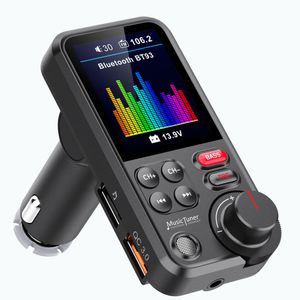 Bezprzewodowy zestaw samochodowy Bluetooth Odbiornik FM Receiter Radio Adapter Ładowanie Treble Bass Sound Music Player QC3.0 USB Szybka ładowarka Zestaw głośnomówiący BT93