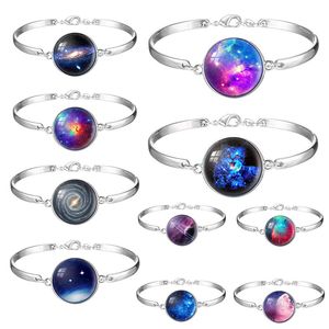 Starry Sky Planet Galaxy Time Gemstone Silver Link Chain Armband Bangle Vintage Smycken För Kvinnor Flickor Partihandel Pris