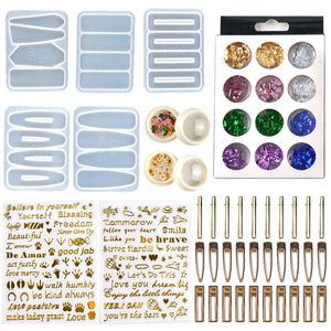 DIY Haarnadel-Gussform-Set, Kit enthält 30 Stück Haarspange, 5 Silikonharzformen, Schmuckformen, Epoxidharz-Haarnadelformen HWA3487