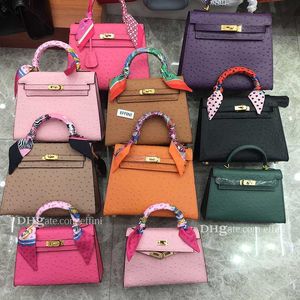 Wholesale genuine ostrich handbags for sale - Group buy Luxurys Tote Ostrich Embossed Designer Tote Bag Handbag Purse Womens Effini Fashion Handbags Purses Genuine Leather Cross Body Bags