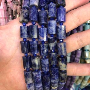 Wholesale tube beads for jewelry making for sale - Group buy Other Natural Blue Sodalite Beads Faceted Cylinder Spacer Tube Blue veins Column Shaped For DIY Jewelry Making MY210403